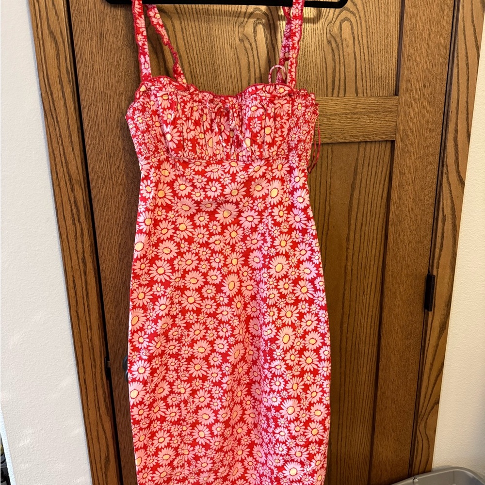 Free People - Never Worn - Pink Daisy Print Sundress